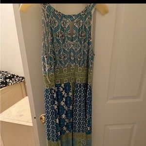 Green and blue long dress